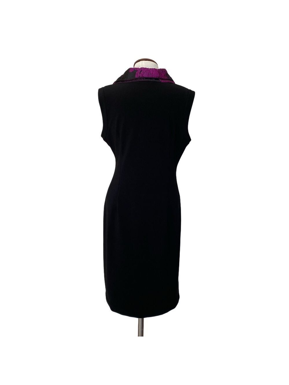 Joseph Ribkoff Black & Purple Sleeveless Ruched Dress Sz 14 - Picture 4 of 10